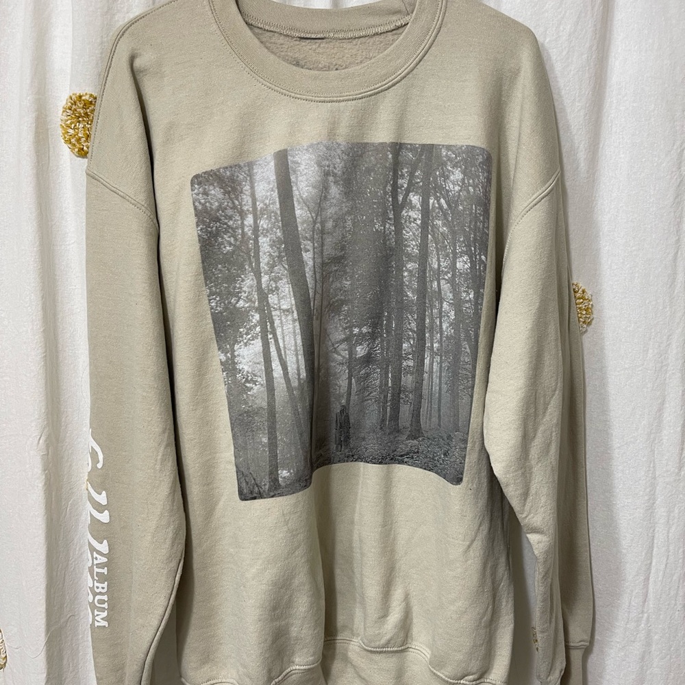 Beige folklore album cover crew neck